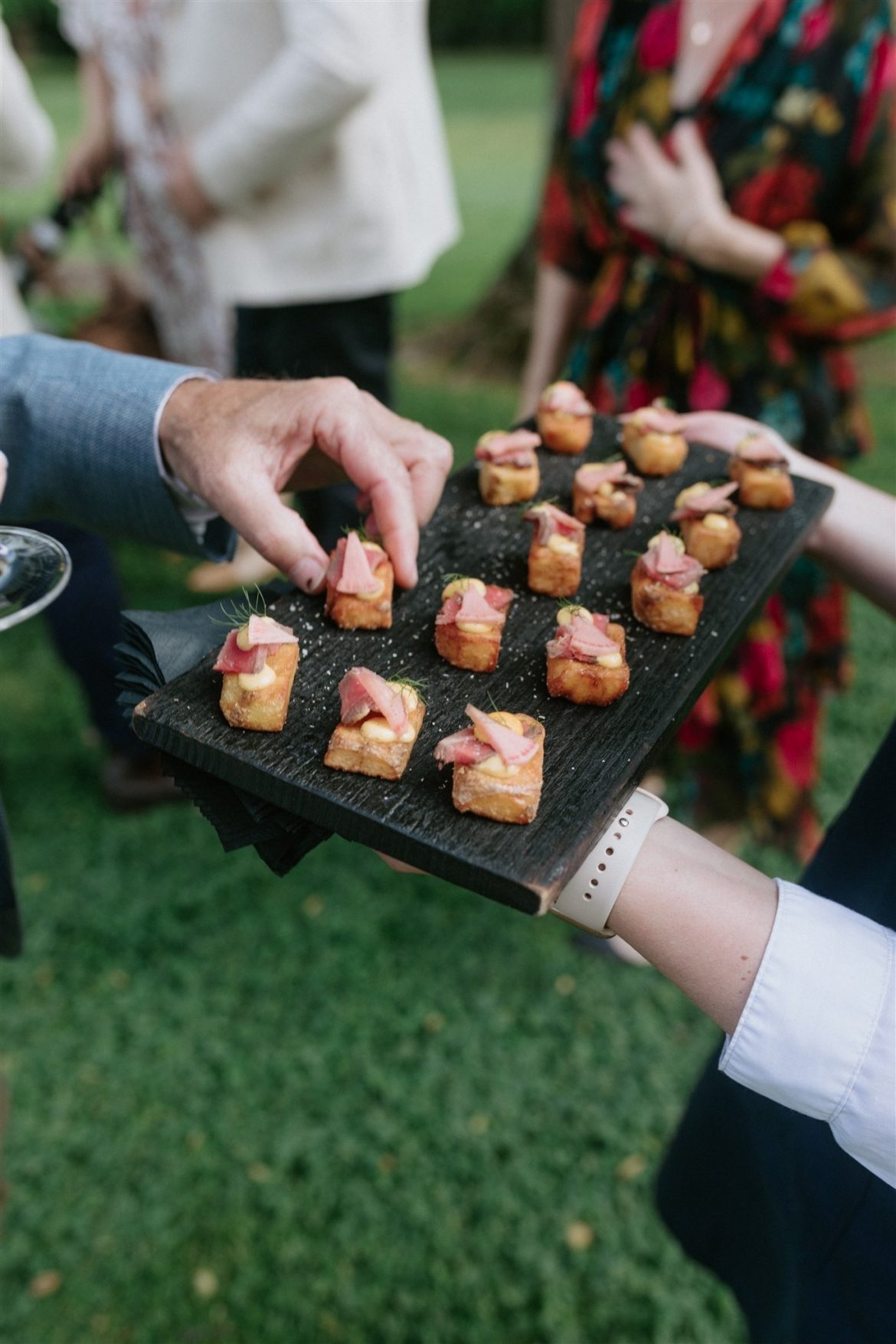 A local caterer is serving food made using local produce