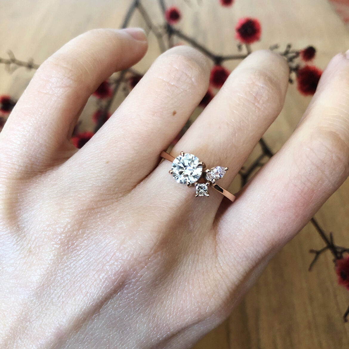 A beautiful diamond ring designed and made by Fairina Cheng Jewellery based in Sydney