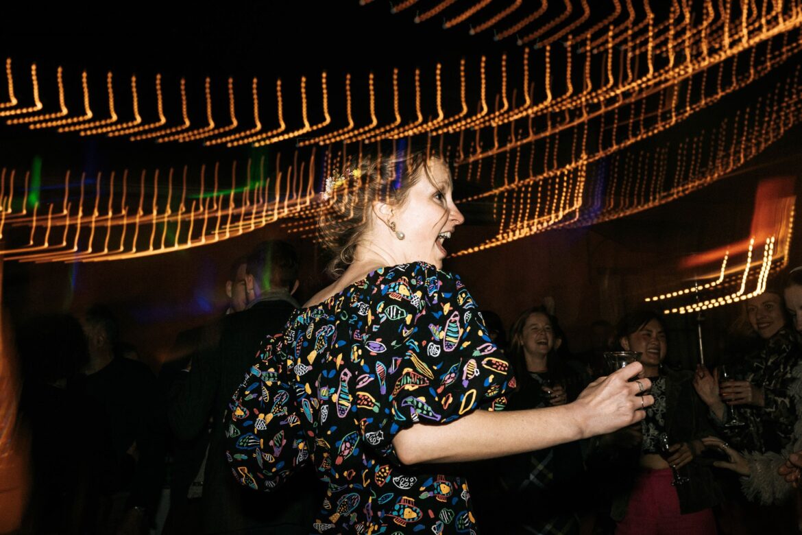 A bride dances on the dance floor of her Blue Mountains wedding